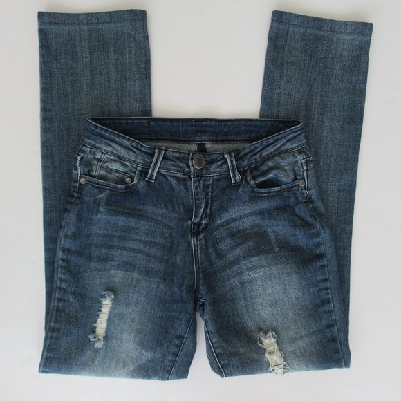 ELAN Womens Straight Jeans Semi Distressed, Stretch, Mid Rise, Sz Small - Picture 2 of 14